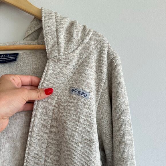 Columbia Reel Cozy Hooded Open Cardigan Sweatshirt Heathered Cream S - Picture 9 of 11